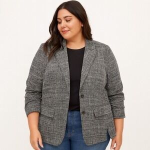 Lane Bryant Sz 18 Tweed Blazer‎ Office Work Preppy Corpcore Classic Professional